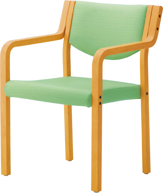 福祉用椅子 PD タイプ　ロングフレームタイプの木製チェア